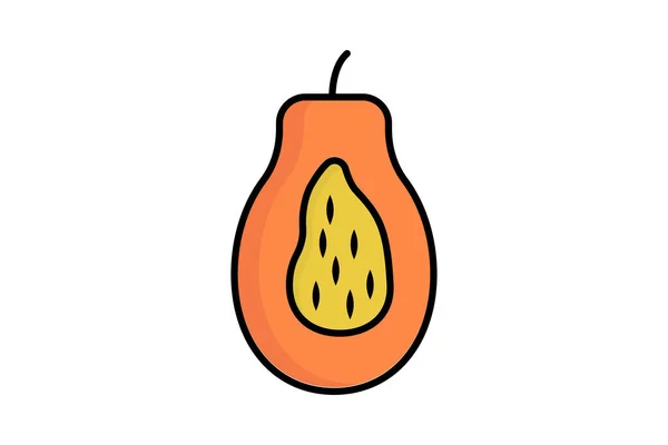 Papaya Symbol Lineale Farbsymbole Flache Linie Symbol Zusammenhang Mit Früchten — Stockvektor