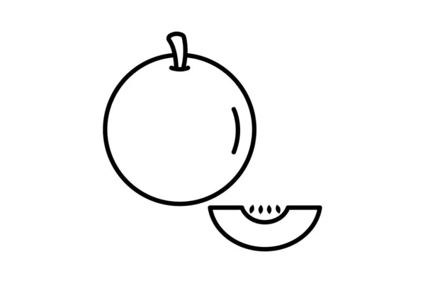 Εικόνα Πεπόνι Στυλ Εικονιδίου Γραμμής Εικόνα Σχετική Φρούτα Απλός Διανυσματικός — Διανυσματικό Αρχείο