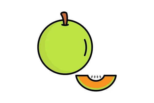 Melonen Symbol Lineale Farbsymbole Flache Linie Symbol Zusammenhang Mit Früchten — Stockvektor