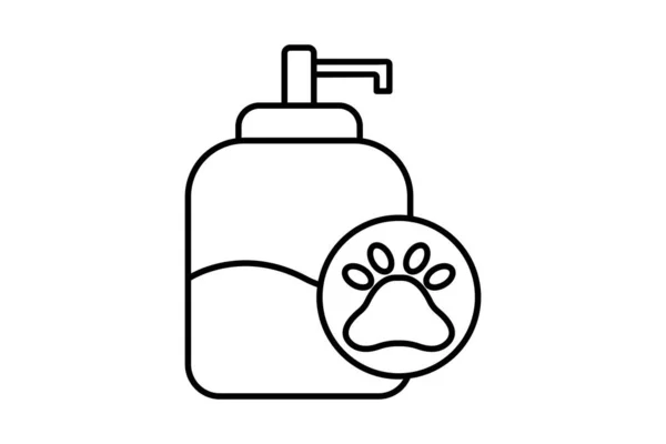 Pet Shampoo Icoon Line Icoon Stijl Dieren Verzorgingsteken Hondenreinigingssymbool Kat — Stockvector