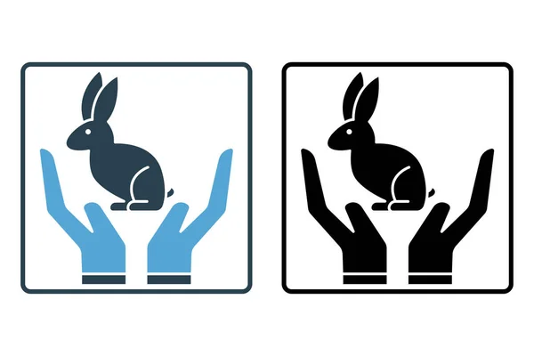 Hasen Ikone Solider Ikonenstil Symbol Zusammenhang Mit Haustierpflege Einfaches Vektordesign — Stockvektor