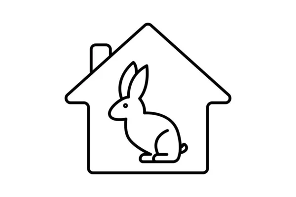Kaninchenhaus Ikone Linien Icon Stil Symbol Zusammenhang Mit Haustierpflege Einfaches — Stockvektor
