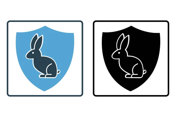 動物健康保険のアイコン 固体アイコンスタイル ペット保護 ウサギのアイコンイラスト シンプルなベクトルデザイン編集可能 — ストックベクタ