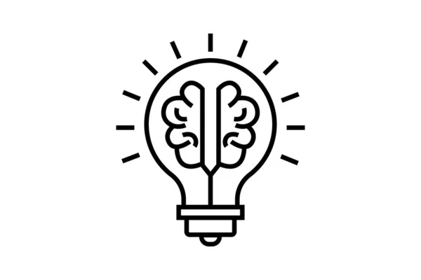 Icône Idée Créative Cerveau Dans Ampoule Icône Liée Idée Créative — Image vectorielle