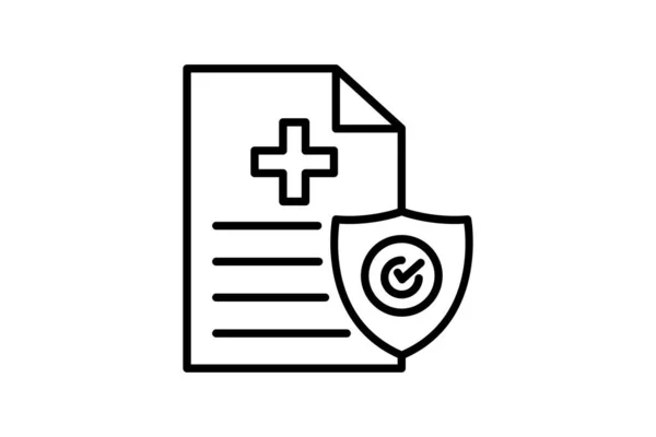Die Ikone Der Krankenversicherung Schild Symbol Mit Dokument Symbol Zusammenhang — Stockvektor