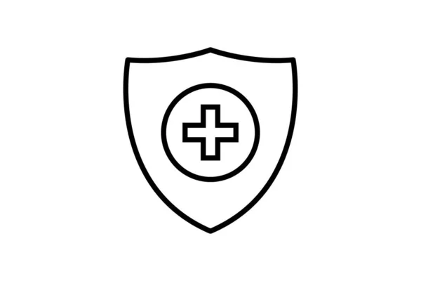 Sjukförsäkringsikonen Vektorikon Skydd Sköld Säkerhetssystem Medicinsk Sköld Linje Ikon Stil — Stock vektor