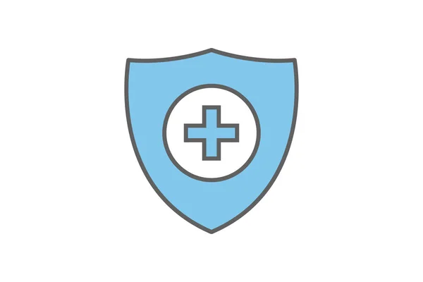 Ikone Der Krankenversicherung Sicherheitsvektorsymbol Schutz Schild Sicherheitssystem Medizinisches Schild Zwei — Stockvektor