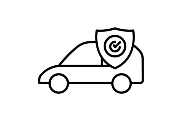 Ícone Seguro Transporte Símbolo Protecção Veículo Design Estilo Ícone Linha — Vetor de Stock
