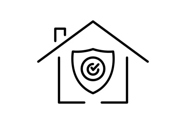 房子保险图标 住房保护 线条图标风格的设计 可编辑的简单向量设计 — 图库矢量图片