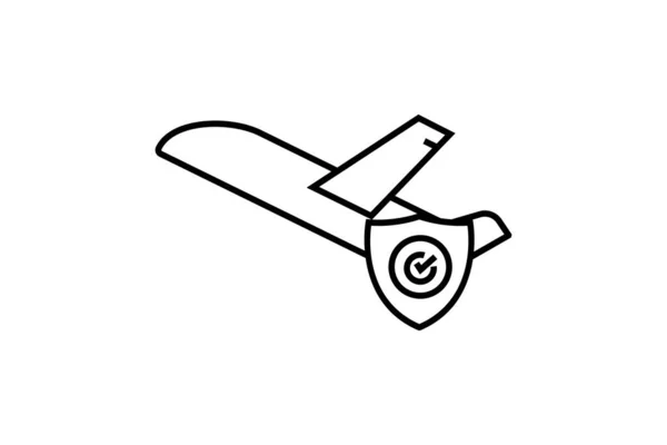 Ikona Cestovního Pojištění Ochrana Cestování Letadlem Návrh Stylu Ikon Čáry — Stockový vektor