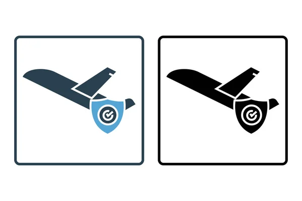 Ikona Ubezpieczenia Podróżnego Ochrona Podróży Lotniczych Solidny Wzór Ikony Prosta — Wektor stockowy