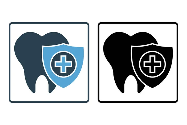 Icono Cuidado Dental Dientes Sanos Escudo Símbolo Del Seguro Diseño — Archivo Imágenes Vectoriales