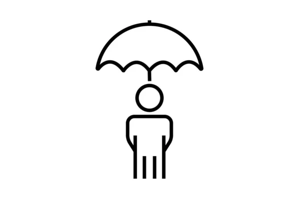 Menschen Unter Regenschirm Versicherungssymbol Schutz Sicherheit Linien Icon Stil Design — Stockvektor