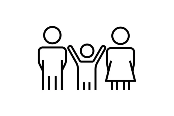 Ikona Rodziny Ojciec Matka Dziecko Projekt Ikony Linii Stylu Prosta — Wektor stockowy