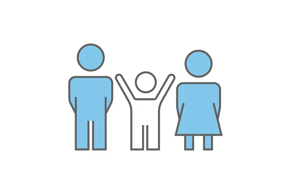 Ikona Rodziny Ojciec Matka Dziecko Dwa Ton Ikony Stylu Projektowania — Wektor stockowy
