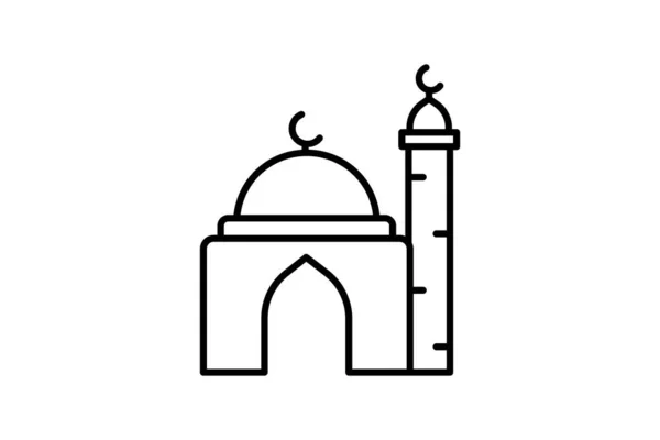 Ikona Mešity Ikona Související Islámskou Mešitou Návrh Stylu Ikon Čáry — Stockový vektor
