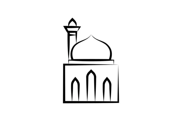 Ikona Meczetu Ikona Związana Islamskim Meczetem Ręcznie Rysować Projekt Stylu — Wektor stockowy