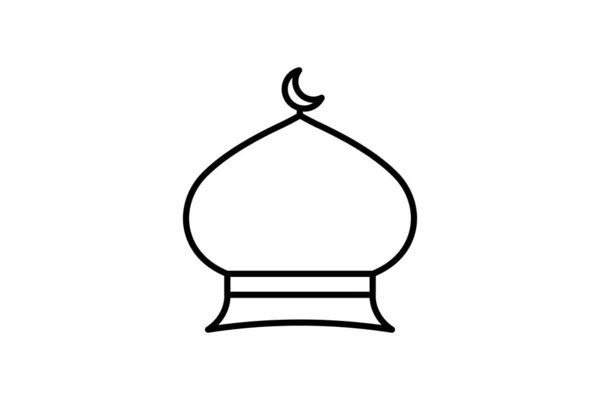 Moské Kupolikon Ikon Med Anknytning Till Islamisk Moské Linje Ikon — Stock vektor