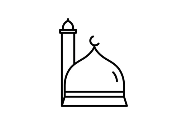 Icona Cupole Della Moschea Icona Legata Alla Moschea Islamica Linea — Vettoriale Stock