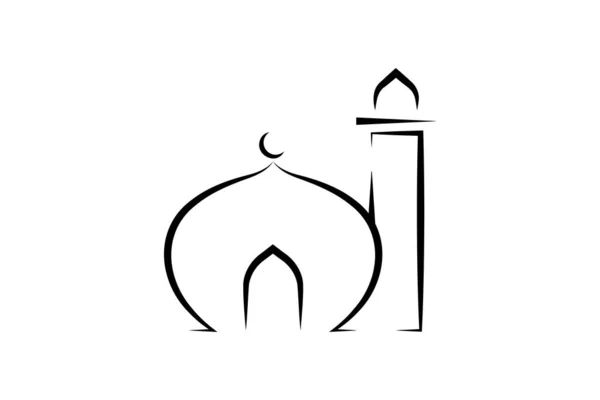 Moskéikon Ikon Med Anknytning Till Islamisk Moské Hand Rita Ikon — Stock vektor