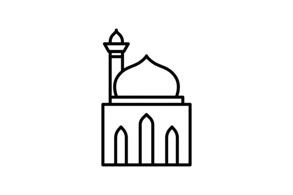 Moskéikon Ikon Med Anknytning Till Islamisk Moské Linje Ikon Stil — Stock vektor