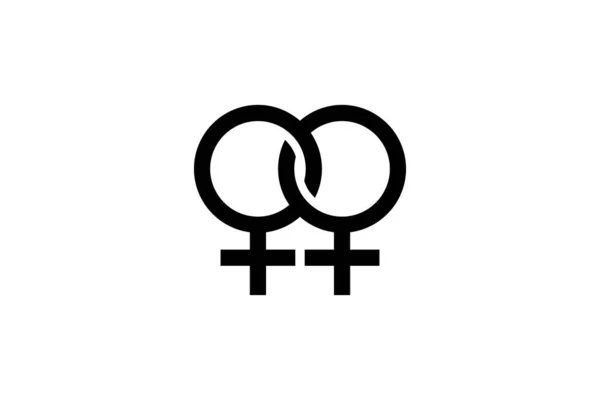 Doppeltes Weibliches Symbol Lesbisches Zeichen Einfaches Vektordesign Editierbar — Stockvektor