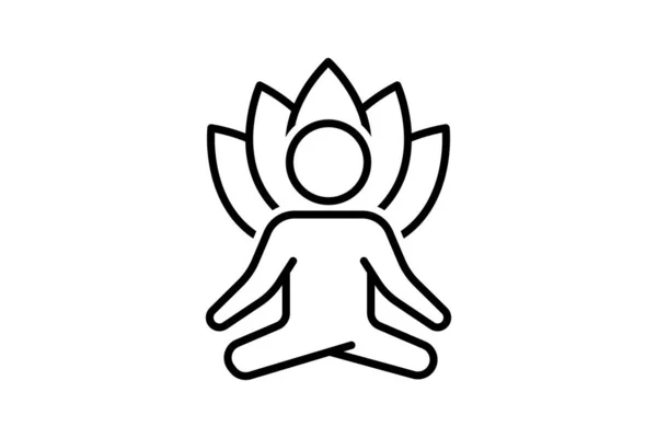 瑜伽健身图标 用莲花给人冥想 与健康生活有关的图标 线条图标风格的设计 可编辑的简单向量设计 — 图库矢量图片