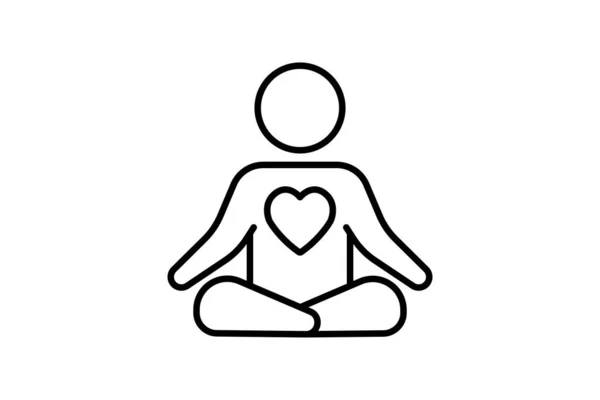 Ícone Meditação Meditar Com Coração Peito Ícone Relacionado Vida Saudável — Vetor de Stock