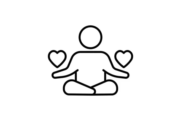Ícone Meditação Meditando Com Coração Posar Humano Ícone Relacionado Vida — Vetor de Stock