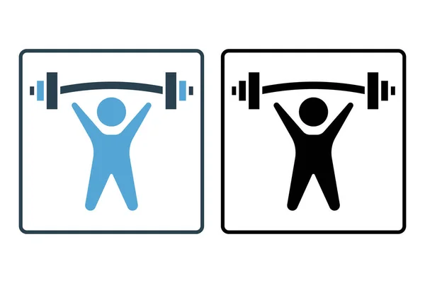 Weightlifter Icon Man Lifting Barbell Icon Related Fitness Healthy Living — Stock Vector