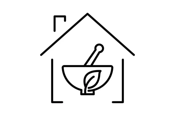 Икона Травяной Медицины Оставляет Доме Икона Связанная Домом Травяной Медицины — стоковый вектор