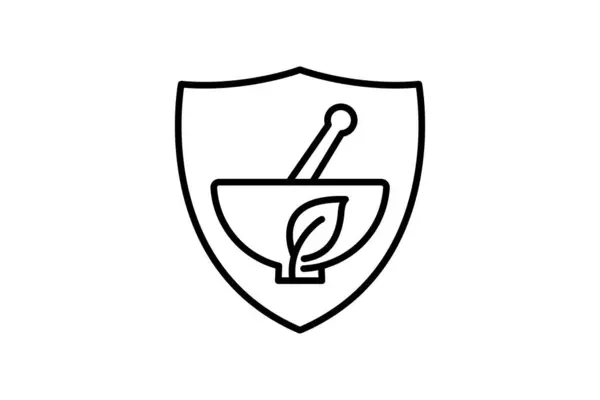 Значок Щита Рослинною Медициною Ікона Пов Язана Традиційною Медициною Дизайн — стоковий вектор