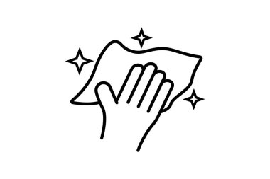 Hijyen temizliği. Islak temizleme ile el. Satır simgesi tasarımı. Basit vektör tasarımı düzenlenebilir