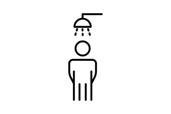 Duschsymbol Männer Duschen Symbol Zusammenhang Mit Bad Hygiene Linien Icon — Stockvektor