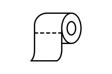 Tuvalet kağıdı rulo ikonu. Hijyenle ilgili bir ikon, banyo. Satır simgesi tasarımı. Basit vektör tasarımı düzenlenebilir
