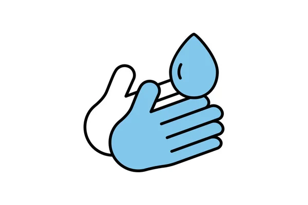 Hand Gel Symbol Hände Waschen Wassertropfen Symbol Zusammenhang Mit Hygiene — Stockvektor