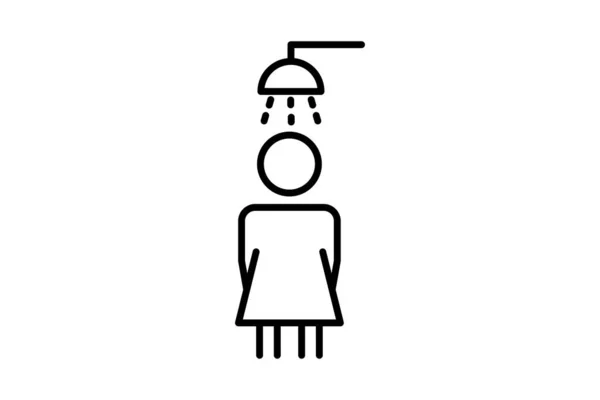 淋浴图标 女人洗澡 与浴室 卫生有关的图标 线条图标风格的设计 可编辑的简单向量设计 — 图库矢量图片