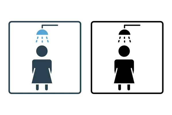 Εικόνα Ντους Γυναίκα Κάνει Ντους Εικόνα Που Σχετίζεται Μπάνιο Υγιεινή — Διανυσματικό Αρχείο