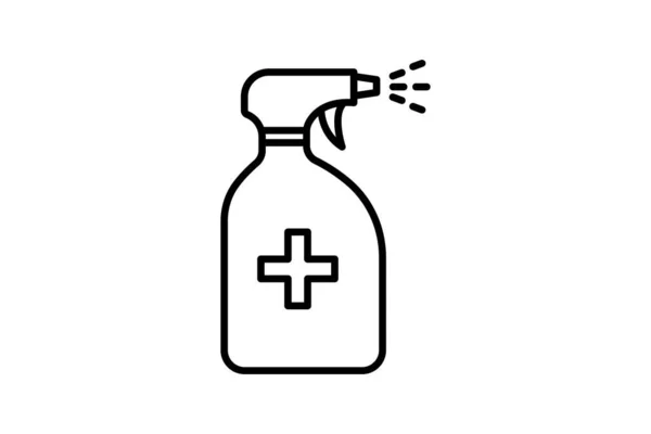 Icona Bottiglia Spruzzatore Gocce Spray Icona Relativa Disinfettante Antisettico Linea — Vettoriale Stock