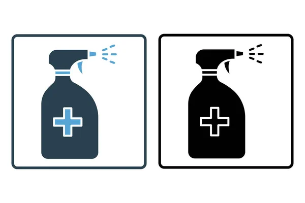 喷雾器瓶子图标 喷雾滴 与消毒剂 防腐剂有关的图标 坚实的图标风格设计 可编辑的简单向量设计 — 图库矢量图片