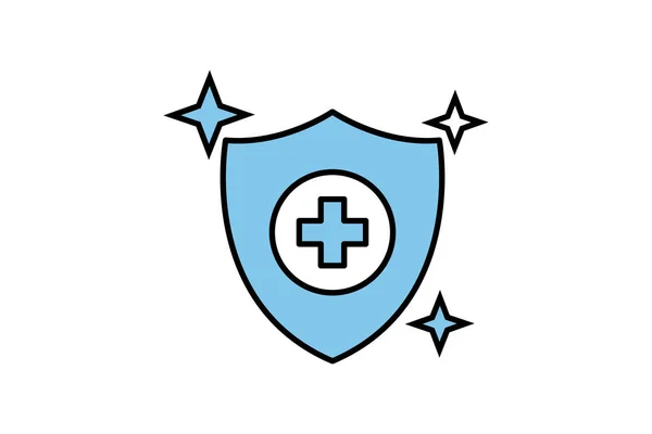 Ícone Proteção Higiene Escudo Saúde Cruz Ícone Relacionado Higiene Design — Vetor de Stock