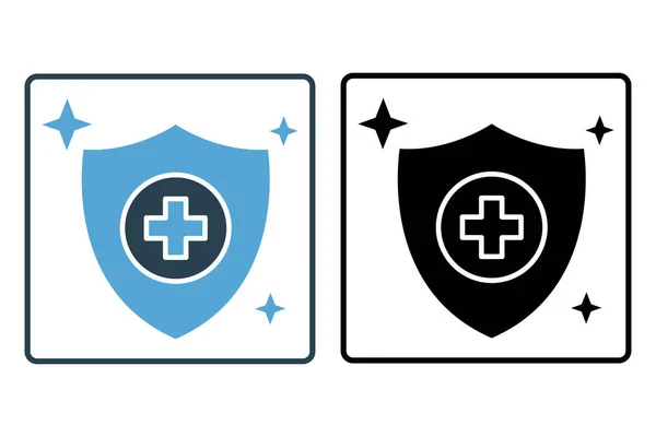 Icono Protección Higiene Escudo Cruz Salud Icono Relacionado Con Higiene — Archivo Imágenes Vectoriales