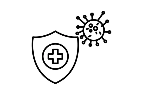 Virüs Koruma Ikonu Bağışıklık Sistemi Grip Mikrobu Antiseptik Hijyen Kalkanı — Stok Vektör