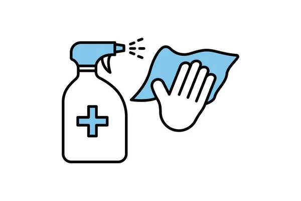 Antiseptische Sprühflasche Element Antibakterielle Desinfektion Von Oberflächen Nassreinigung Symbol Bezug — Stockvektor
