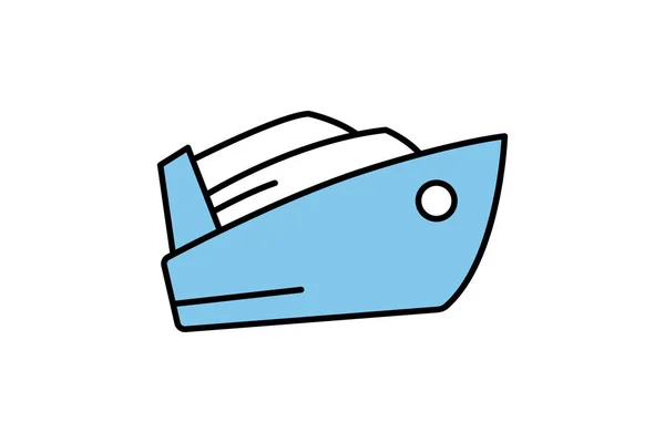 Значок Корабля Дизайн Стилю Двох Тонів Піктограм Простий Векторний Дизайн — стоковий вектор