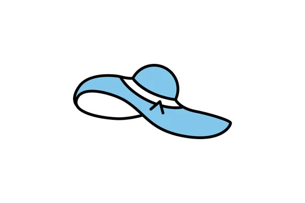 Значок Пляжной Шляпы Значок Связанный Пляжным Отдыхом Женская Шляпа Двухтональный — стоковый вектор