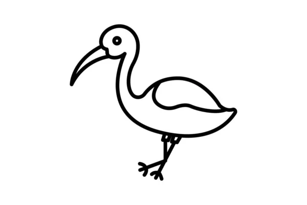 Icône Oiseau Cigogne Conception Style Icône Ligne Conception Vectorielle Simple — Image vectorielle