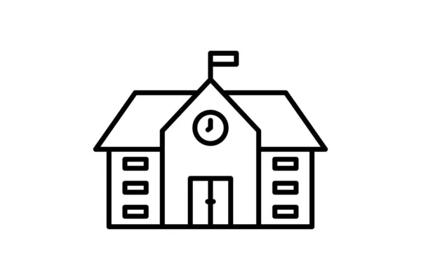 Икона Школьного Здания Стиль Иконки Простой Векторный Дизайн Редактируемый — стоковый вектор