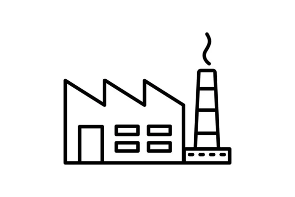 Fabrik Ikone Symbol Zusammenhang Mit Bau Schwer Und Energieindustrie Linien — Stockvektor
