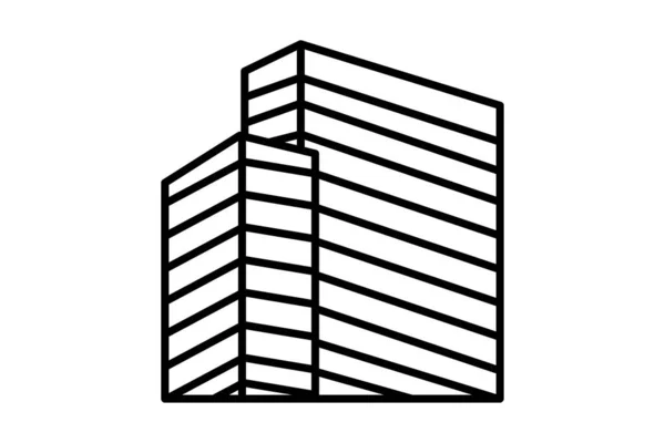 Ikone Eines Bürohochhauses Symbol Zusammenhang Mit Bauen Bauen Arbeitsplatz Linien — Stockvektor